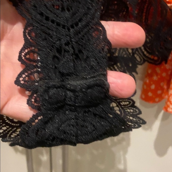 Free People Ditsy Orange Floral Wide Tiered Bell Sleeve Bodysuit - Picture 10 of 11